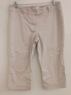 LOFT Light Cream Capri Pants with Button Waist